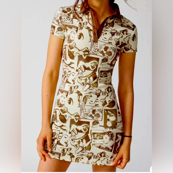 URBAN OUTFITTERS UO Hazel Printed Mini Dress Festival western Pin up Retro Y2K - Picture 1 of 8